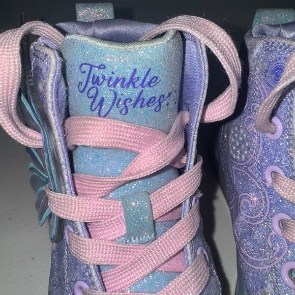 Twinkle Toes Skechers Girls 11C Sneakers Light Up Fairy Wings High Top Causal - Picture 4 of 13